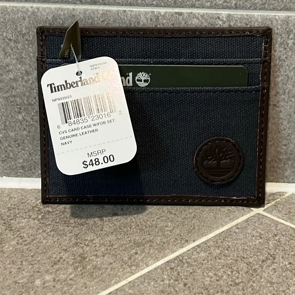Timberland ID Card Case Wallet and Key Ring FOB Gift Boxed Set new blue green
